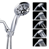 Klabb shower set K-9 High Pressure 4.3 inches Chrome Face Handheld Shower with Hose with 5 function.impluse+trickle+massage+spray+rainfall